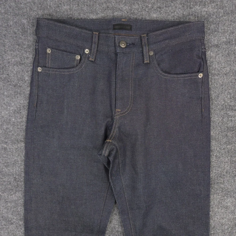 Uniqlo Jeans Mens 29X34 Blue Stretch Selvedge Slim Straight Kaihara Japan Denim